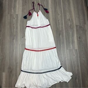 Red Carter White‎ Maxi Dress with Crochet Trim Size 8 Beach Resort Summer Boho